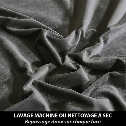 Mørkegrå termisk gardin i fløyel