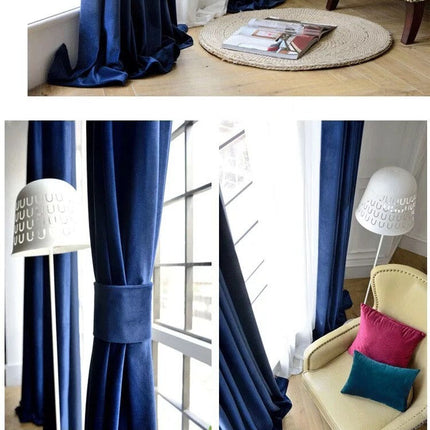 Blå mørkleggingsgardin i luksuriøs fløyel