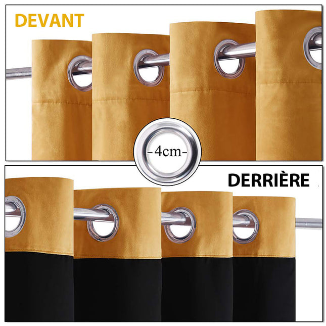 Sennepsgul lystett gardin i fløyelsstoff